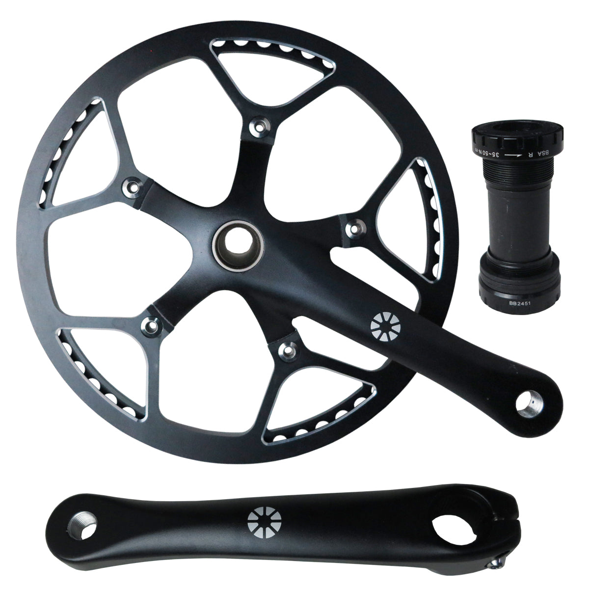 DAHON 純正 クランクセット クランク長170mm 大型チェーンリング 55T 中空一体型ボトムブラケット付き BSA アルミ製 ダホンK3/K3 PLUS / K9X用