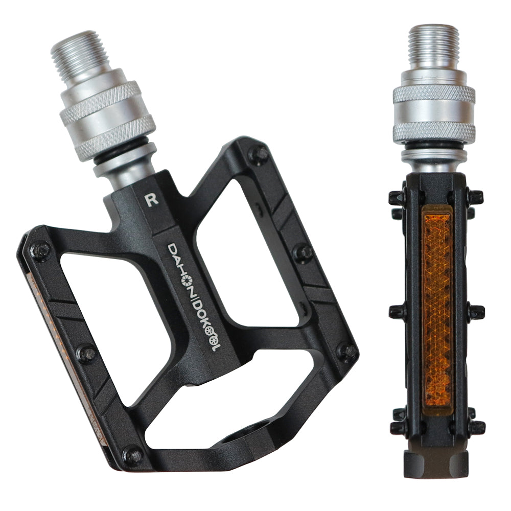 DAHON l DOKOOL (ダホン l ドクール） 着脱式 ペダル トリプルベアリング ブラック 軽量 薄型 アルミ 輪行 自転車 折りたたみ自転車 フラットペダル 脱着 防水 クイックリリース