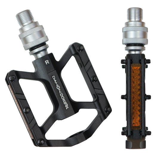 DAHON l DOKOOL (ダホン l ドクール） 着脱式 ペダル トリプルベアリング ブラック 軽量 薄型 アルミ 輪行 自転車 折りたたみ自転車 フラットペダル 脱着 防水 クイックリリース