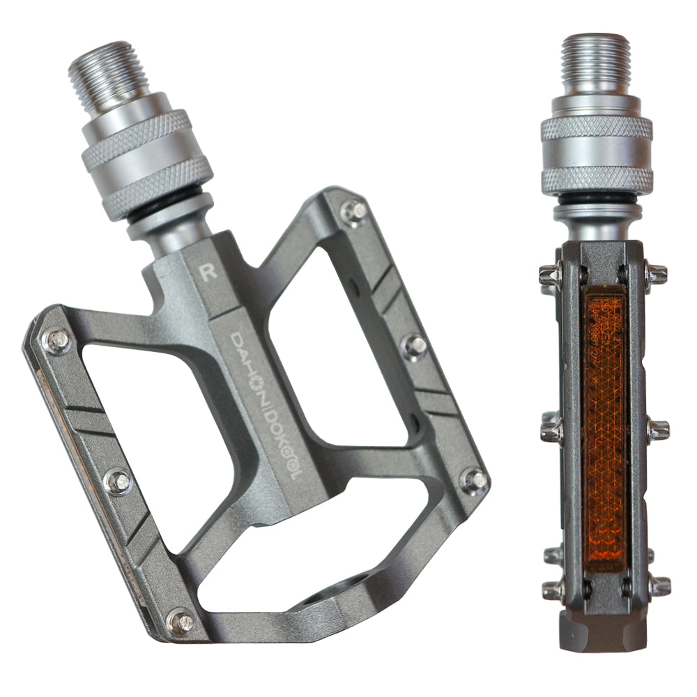 DAHON l DOKOOL (ダホン l ドクール） 着脱式 ペダル トリプルベアリング ブラック 軽量 薄型 アルミ 輪行 自転車 折りたたみ自転車 フラットペダル 脱着 防水 クイックリリース