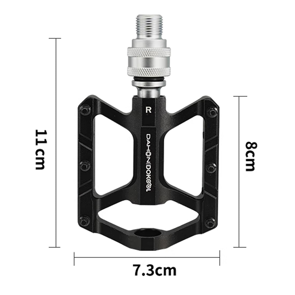 DAHON l DOKOOL (ダホン l ドクール） 着脱式 ペダル トリプルベアリング ブラック 軽量 薄型 アルミ 輪行 自転車 折りたたみ自転車 フラットペダル 脱着 防水 クイックリリース
