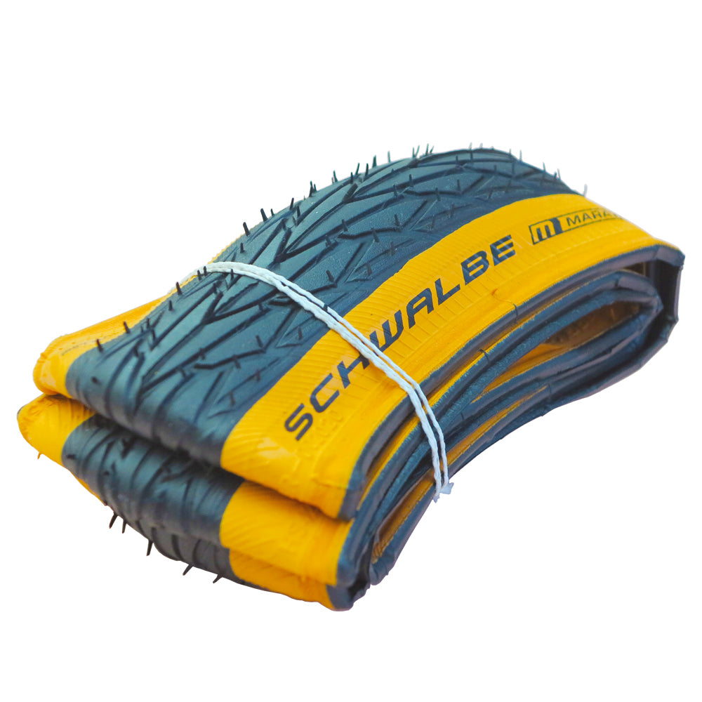SCHWALBE シュワルベ マラソンレーサー タンウォール 2本セット 箱なし 16×1 1/3（35-349）ブロックパターン タイヤ MARATHON RACER タンカラー 16インチ 自転車 ブロンプトン